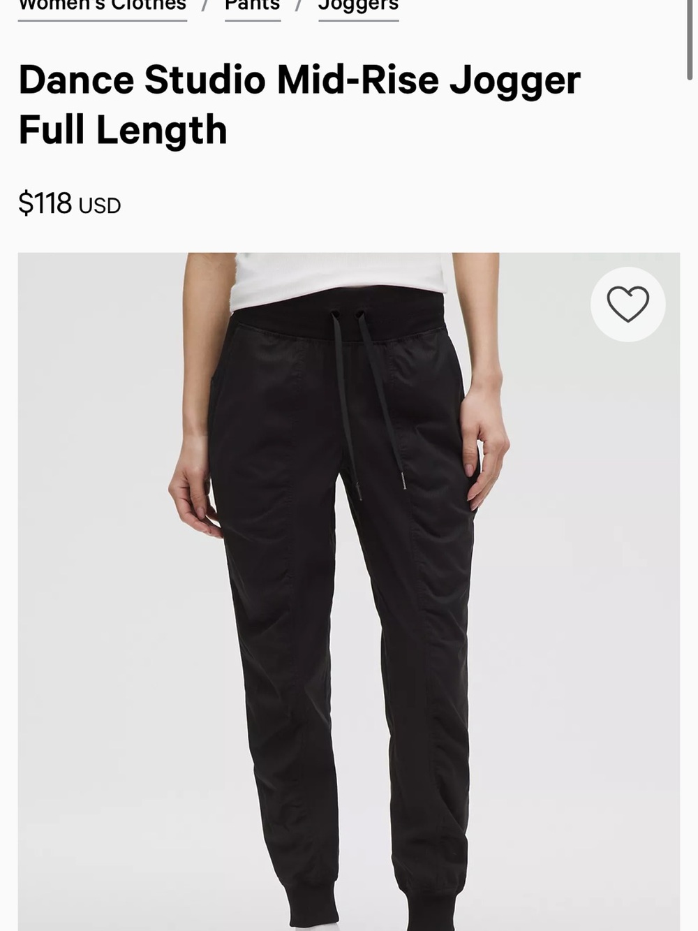 lululemon athletica Black Dance Studio Mid-Rise Joggers